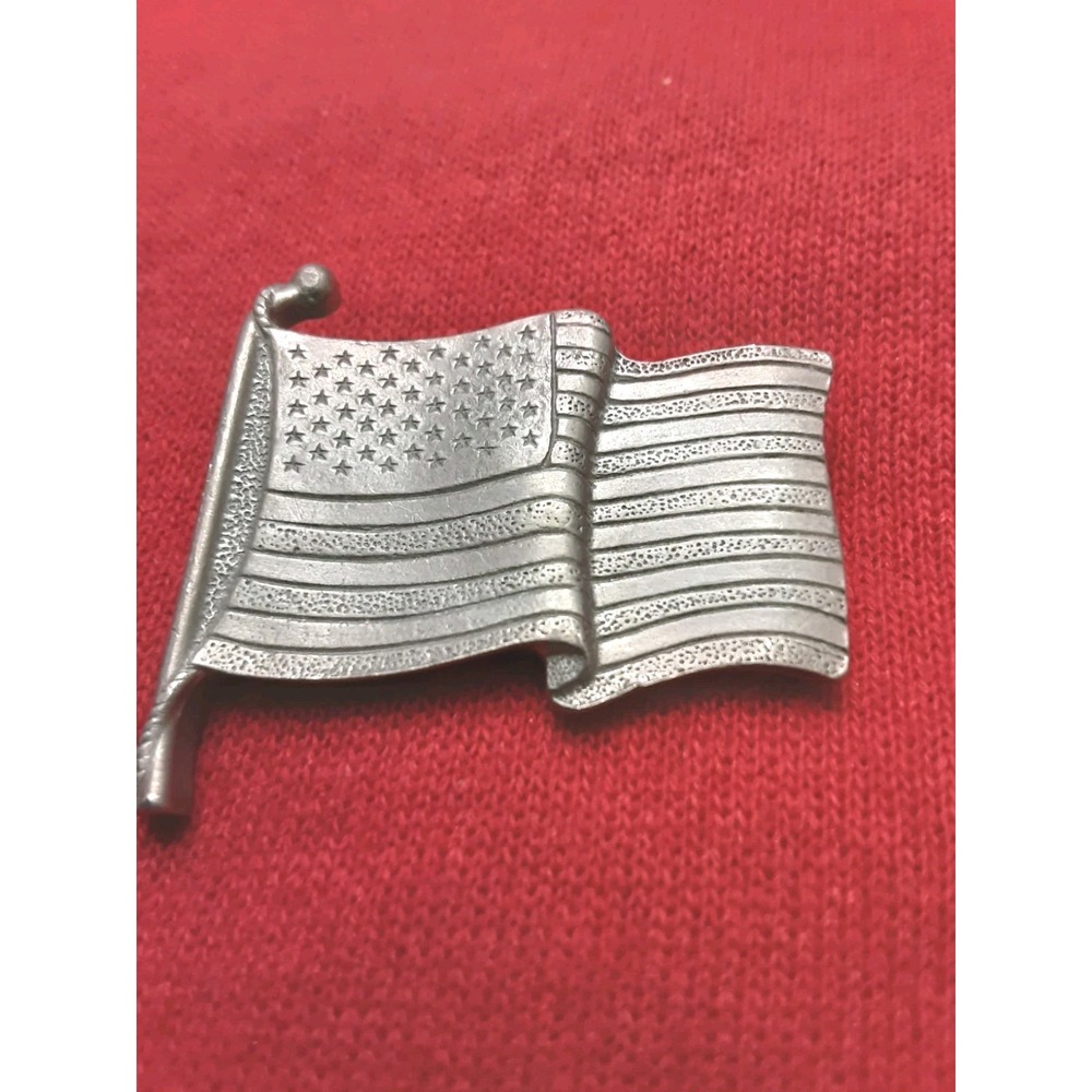 Longaberger Pin Pewter Flag Made In USA Patriotic July 4th